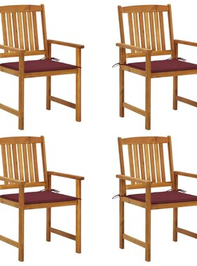 VidaXL Regisseursstoelen 4 st met kussens massief acaciahout