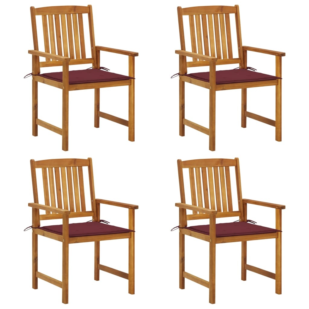 VidaXL Regisseursstoelen 4 st met kussens massief acaciahout