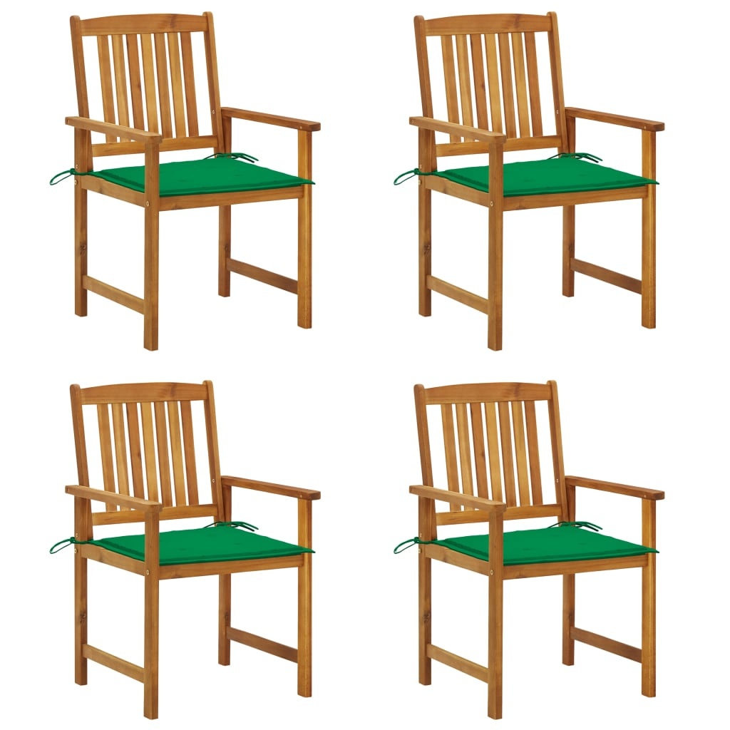 VidaXL Regisseursstoelen 4 st met kussens massief acaciahout