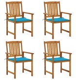 VidaXL Regisseursstoelen 4 st met kussens massief acaciahout