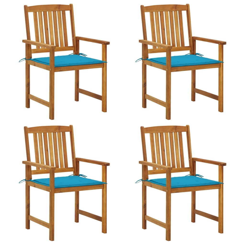 VidaXL Regisseursstoelen 4 st met kussens massief acaciahout
