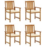 VidaXL Regisseursstoelen 4 st met kussens massief acaciahout