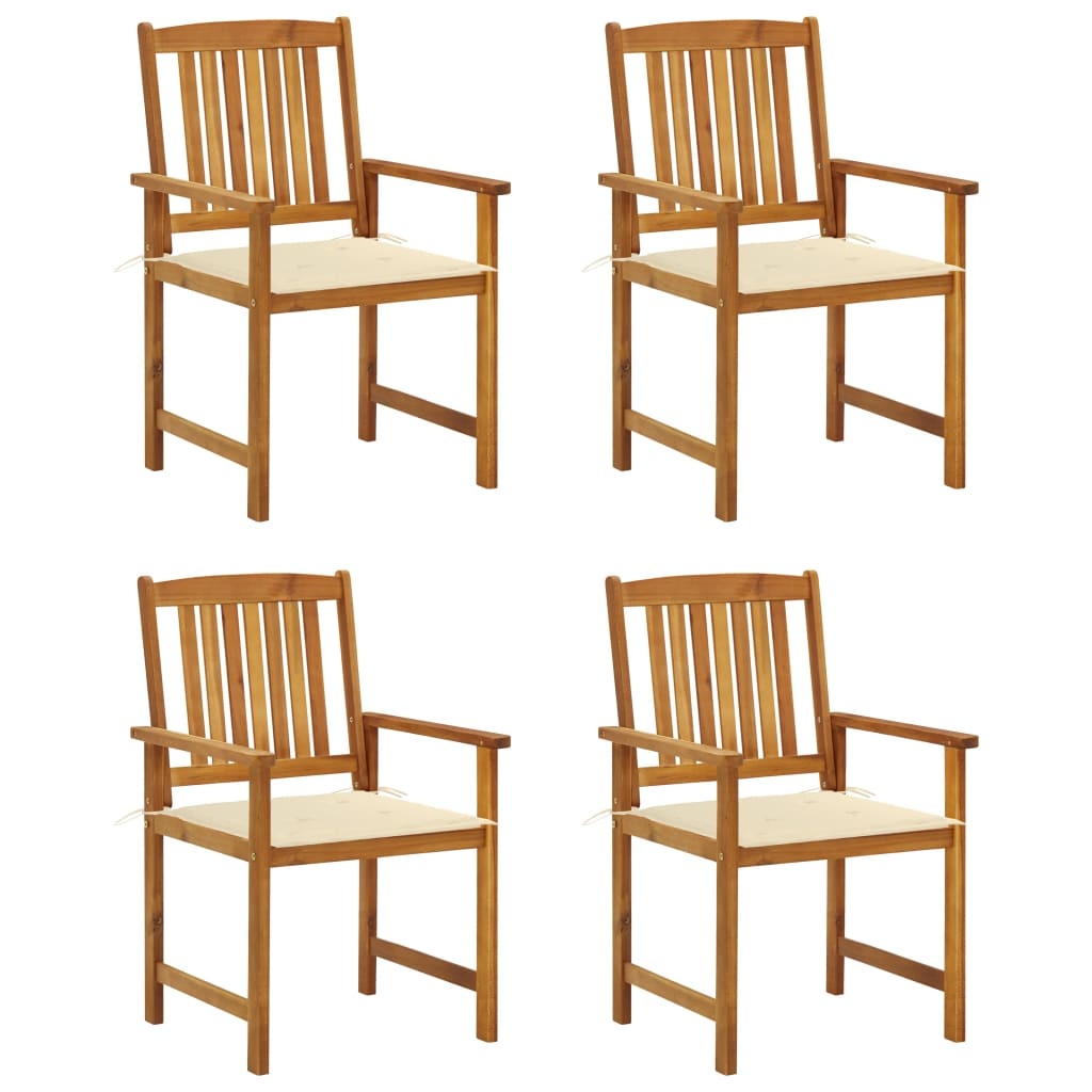 VidaXL Regisseursstoelen 4 st met kussens massief acaciahout