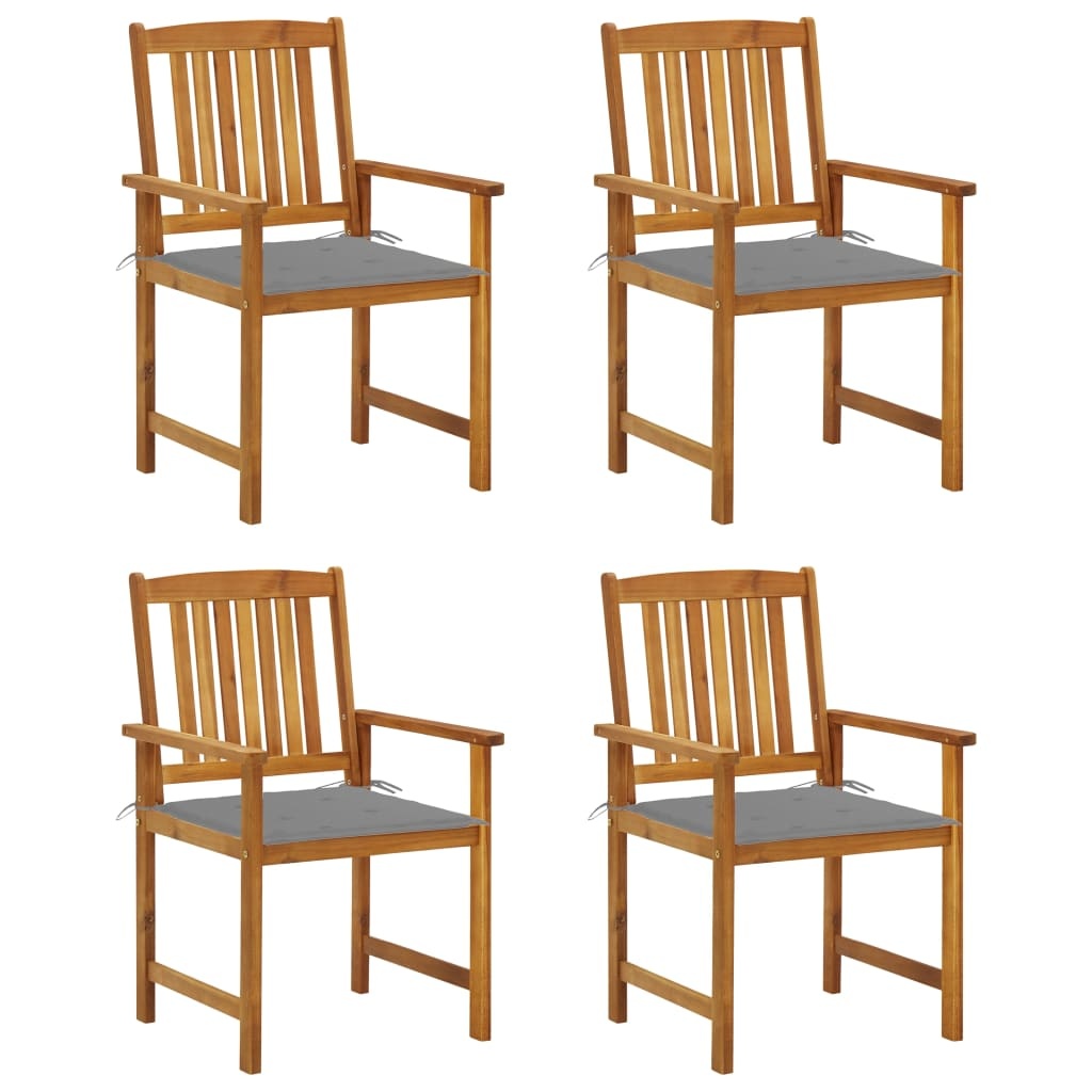 VidaXL Regisseursstoelen 4 st met kussens massief acaciahout