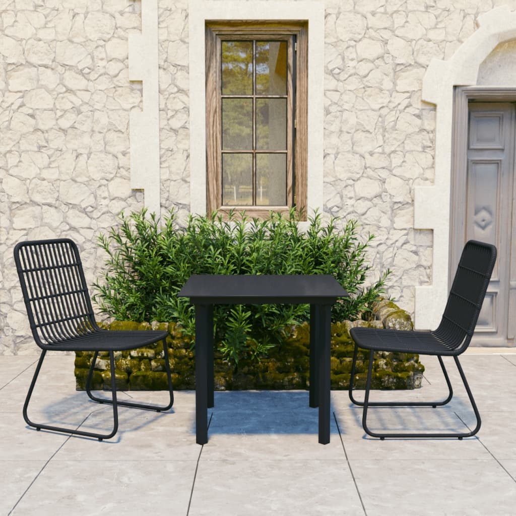 VidaXL 3-delige Tuinset poly rattan en glas