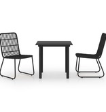 VidaXL 3-delige Tuinset poly rattan en glas
