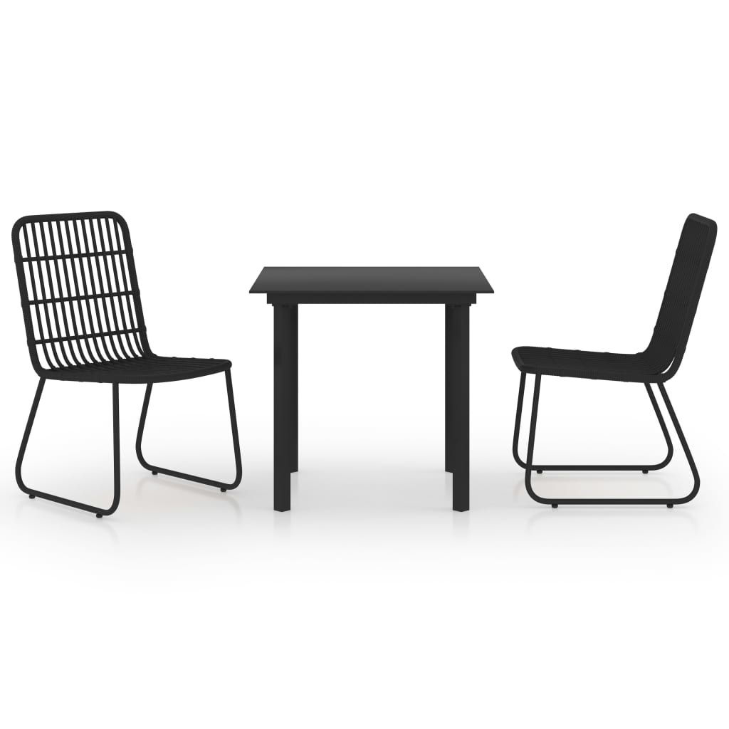 VidaXL 3-delige Tuinset poly rattan en glas