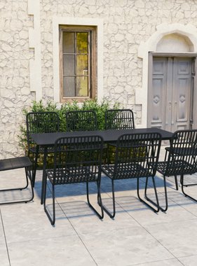 VidaXL 9-delige Tuinset poly rattan en glas