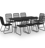 VidaXL 9-delige Tuinset poly rattan en glas