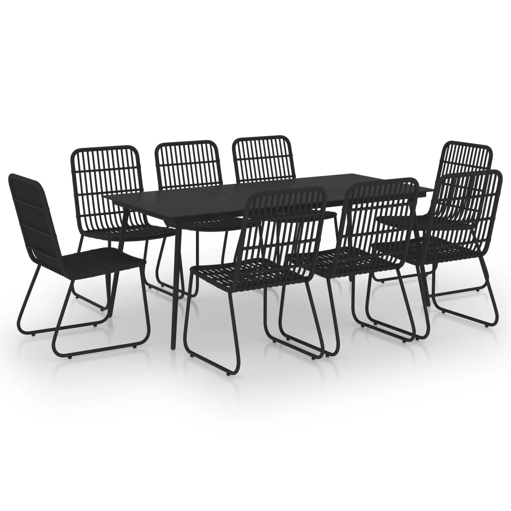 VidaXL 9-delige Tuinset poly rattan en glas