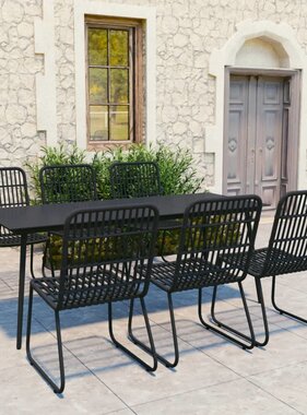 VidaXL 7-delige Tuinset poly rattan en glas