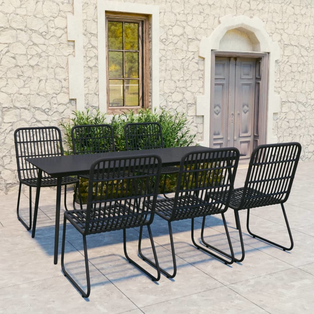 VidaXL 7-delige Tuinset poly rattan en glas
