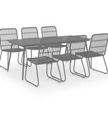 VidaXL 7-delige Tuinset poly rattan en glas