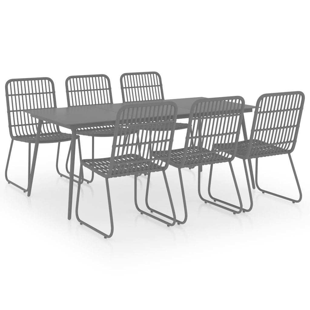 VidaXL 7-delige Tuinset poly rattan en glas