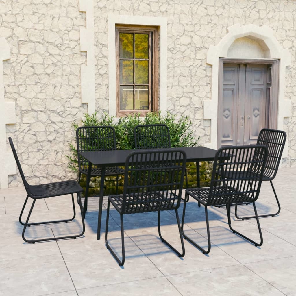 VidaXL 7-delige Tuinset poly rattan en glas