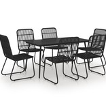 VidaXL 7-delige Tuinset poly rattan en glas