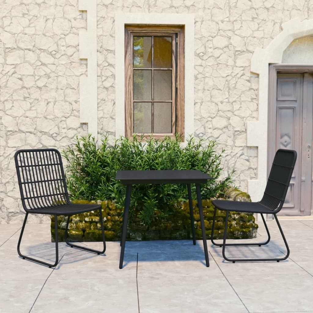 VidaXL 3-delige Tuinset poly rattan en glas