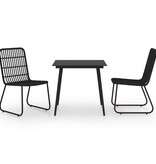 VidaXL 3-delige Tuinset poly rattan en glas