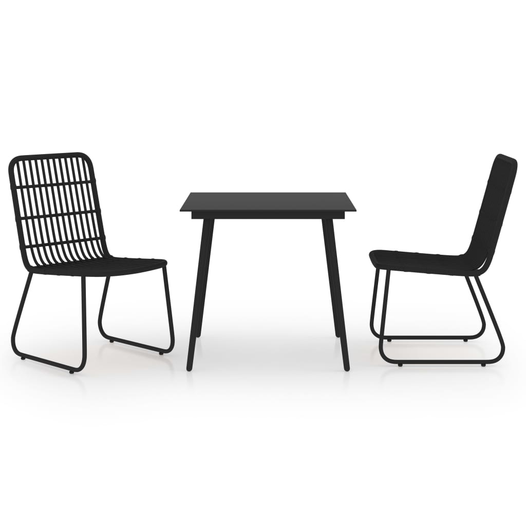 VidaXL 3-delige Tuinset poly rattan en glas
