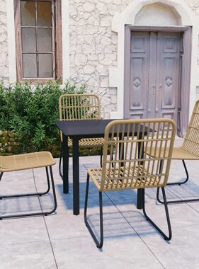 VidaXL 5-delige Tuinset poly rattan en glas