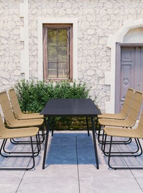 VidaXL 7-delige Tuinset poly rattan en glas