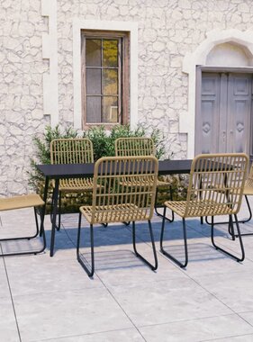 VidaXL 7-delige Tuinset poly rattan en glas