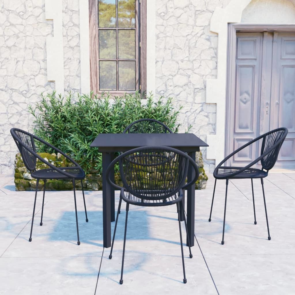 VidaXL 5-delige Tuinset PVC-rattan zwart