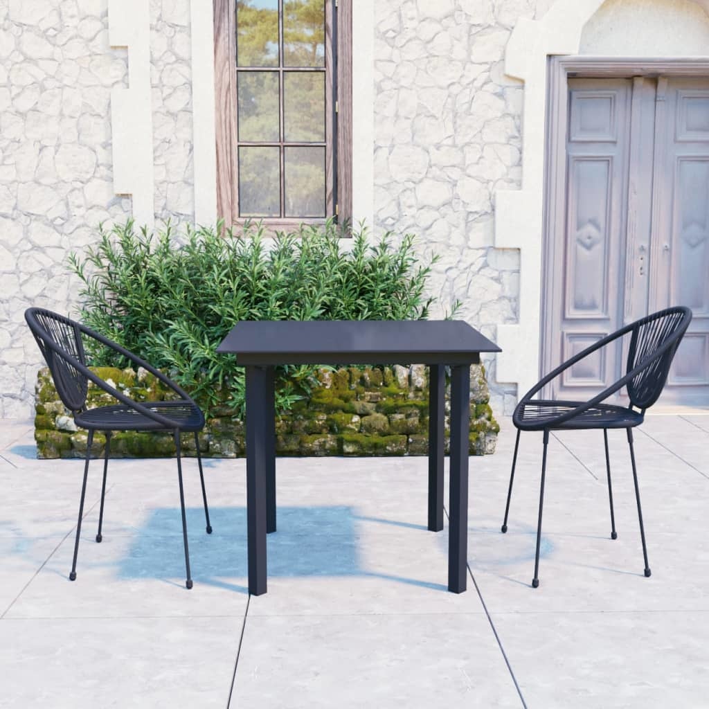 VidaXL 3-delige Tuinset PVC-rattan zwart