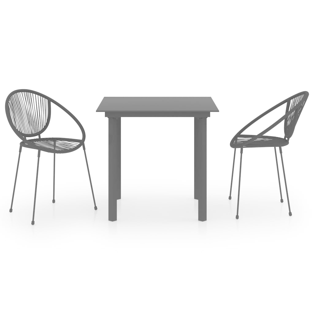 VidaXL 3-delige Tuinset PVC-rattan zwart