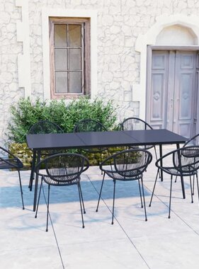 VidaXL 9-delige Tuinset PVC-rattan zwart