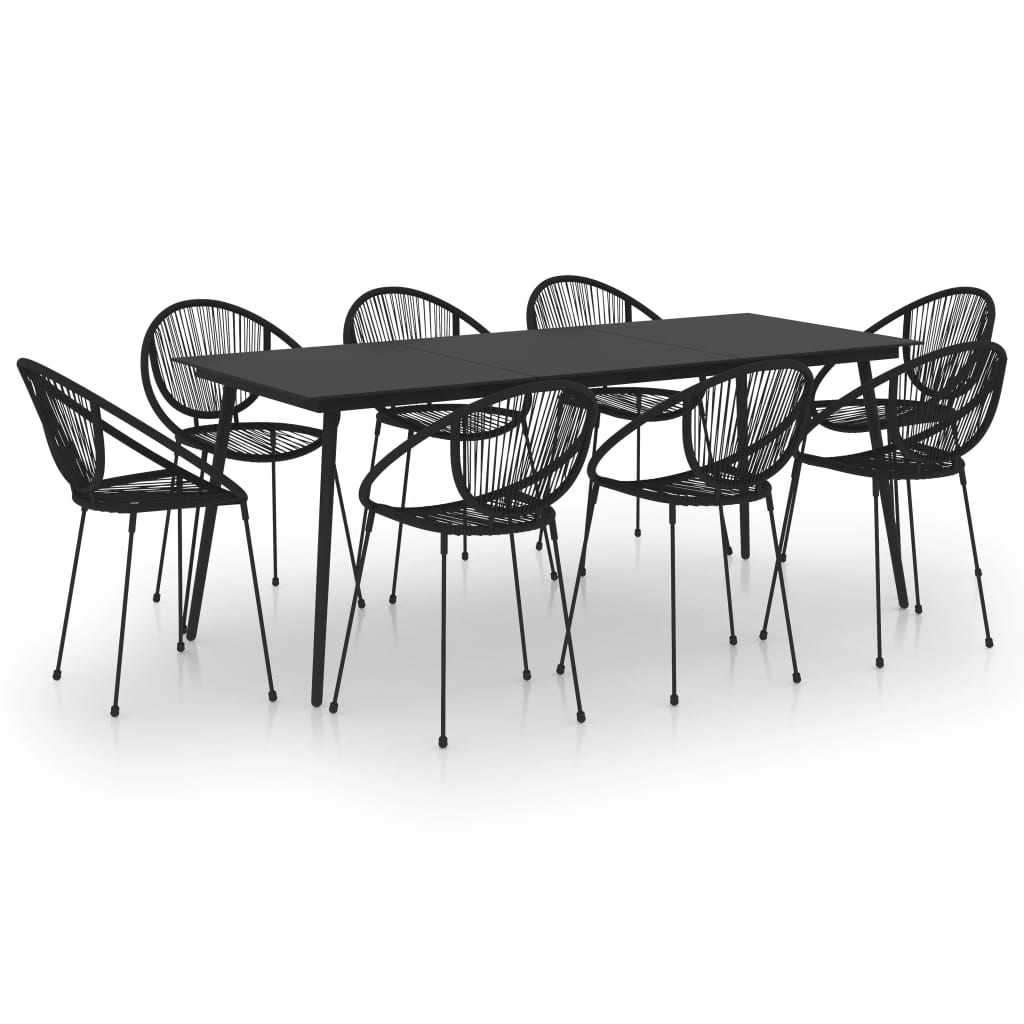 VidaXL 9-delige Tuinset PVC-rattan zwart