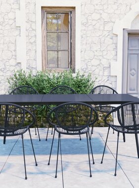 VidaXL 7-delige Tuinset PVC-rattan zwart