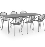 VidaXL 7-delige Tuinset PVC-rattan zwart