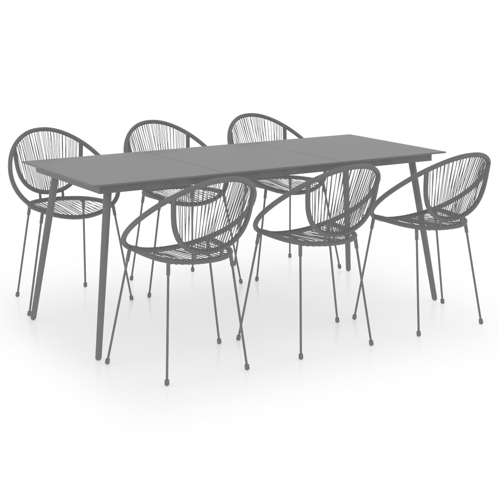 VidaXL 7-delige Tuinset PVC-rattan zwart