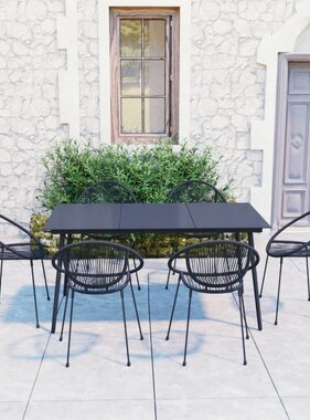 VidaXL 7-delige Tuinset PVC-rattan zwart