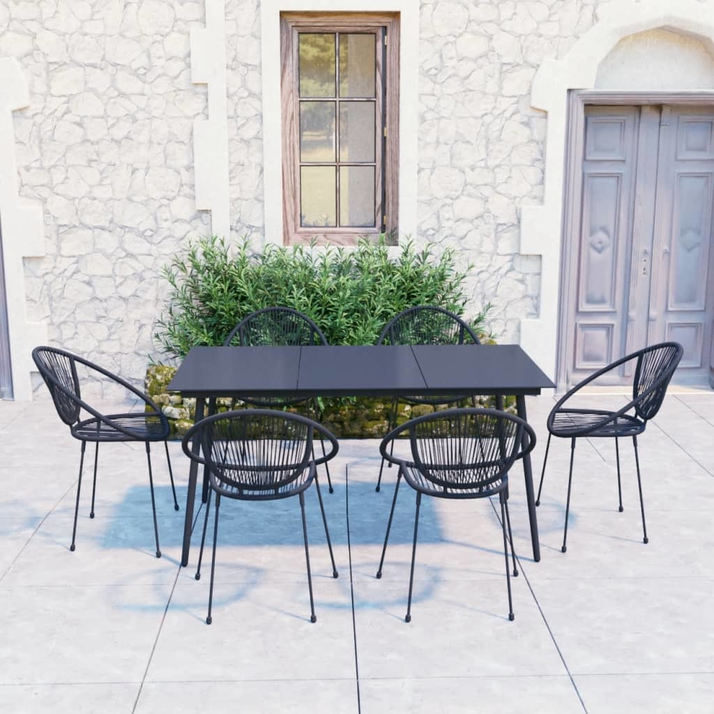 VidaXL 7-delige Tuinset PVC-rattan zwart