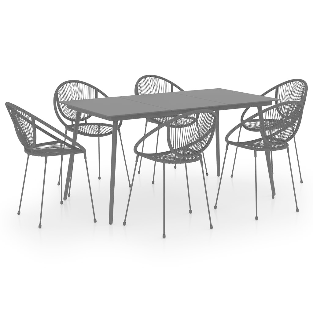 VidaXL 7-delige Tuinset PVC-rattan zwart