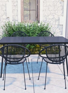 VidaXL 5-delige Tuinset PVC-rattan zwart