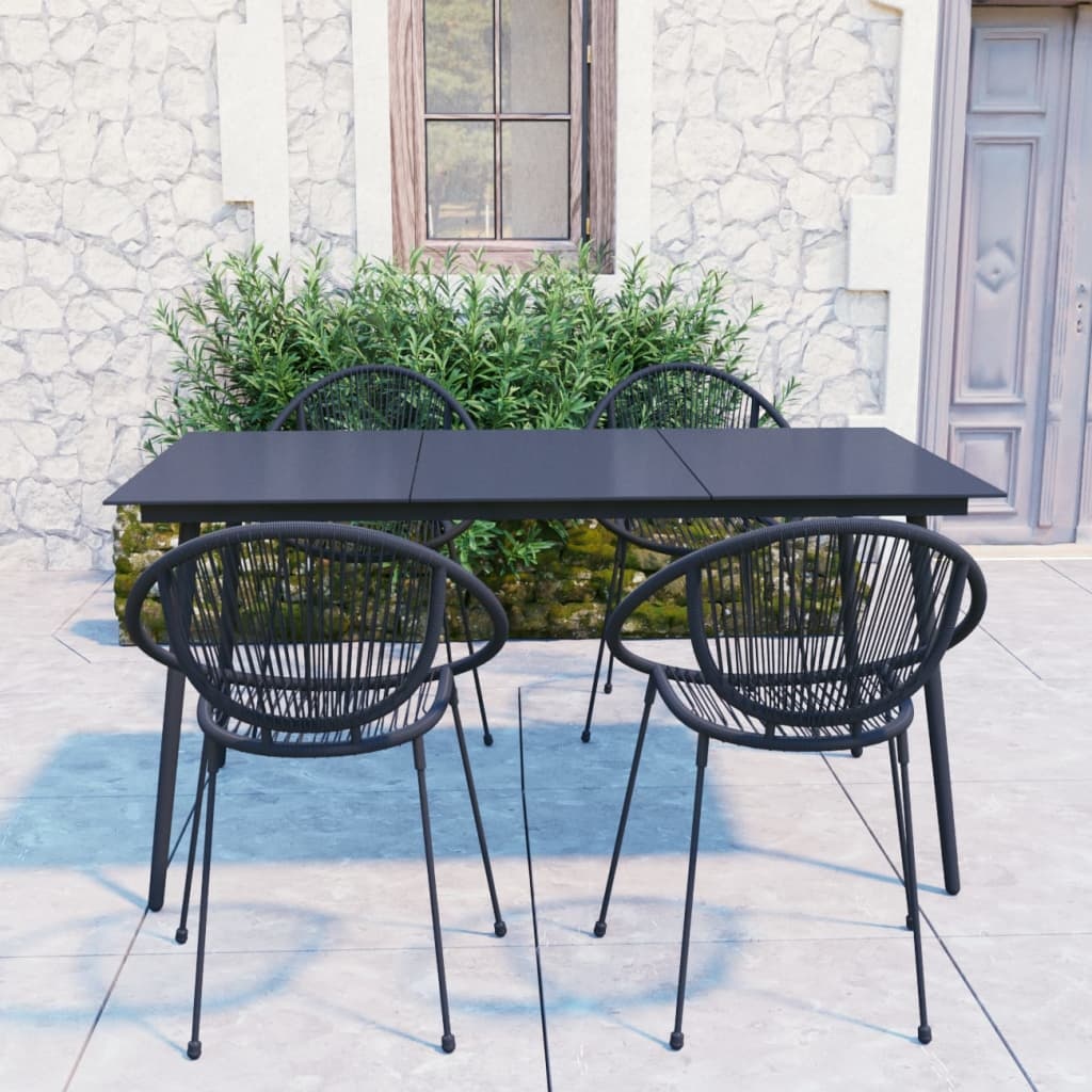 VidaXL 5-delige Tuinset PVC-rattan zwart