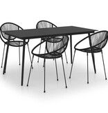 VidaXL 5-delige Tuinset PVC-rattan zwart