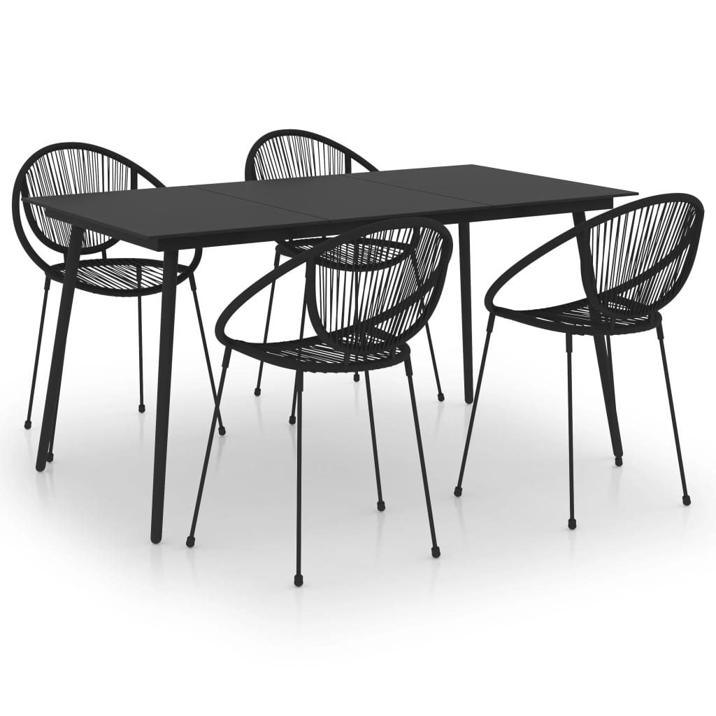 VidaXL 5-delige Tuinset PVC-rattan zwart