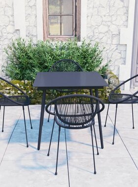 VidaXL 5-delige Tuinset PVC-rattan zwart
