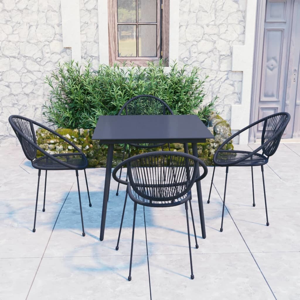 VidaXL 5-delige Tuinset PVC-rattan zwart