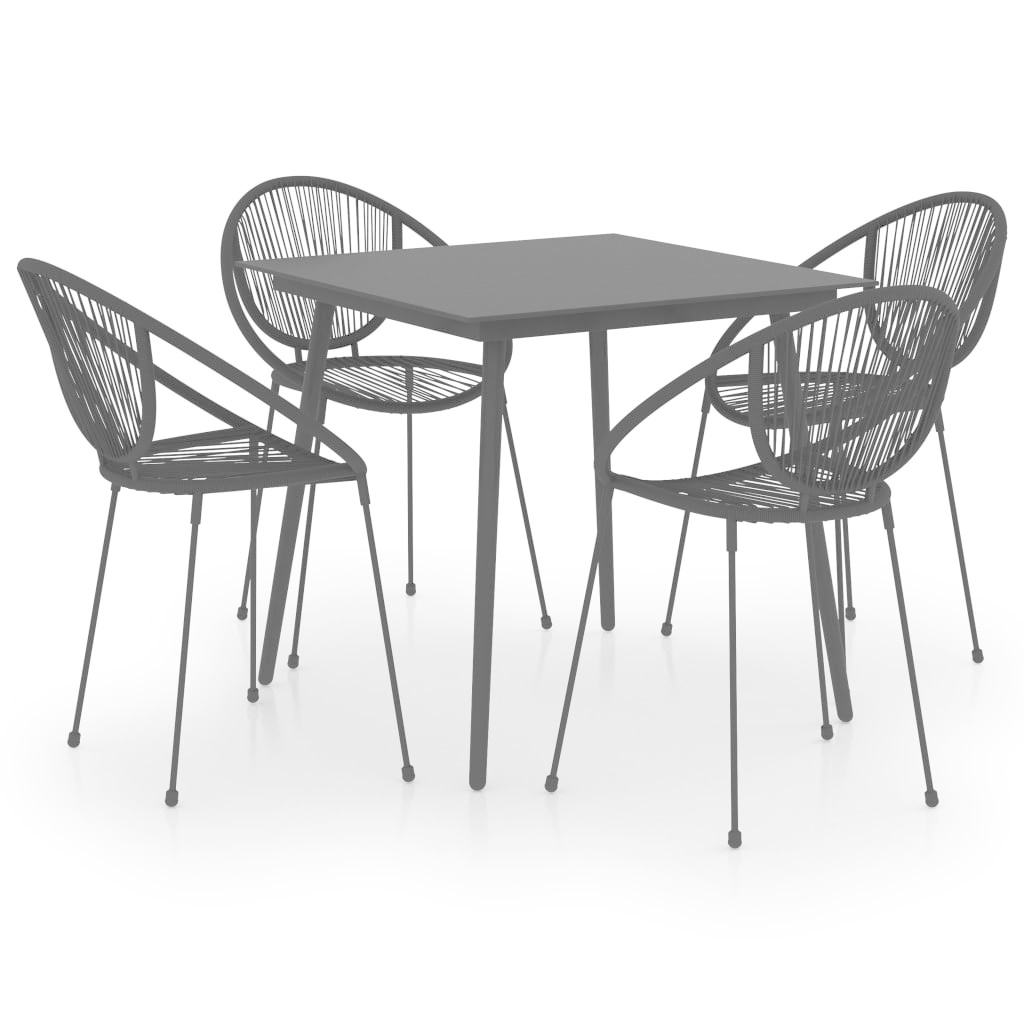 VidaXL 5-delige Tuinset PVC-rattan zwart