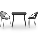 VidaXL 3-delige Tuinset PVC-rattan zwart