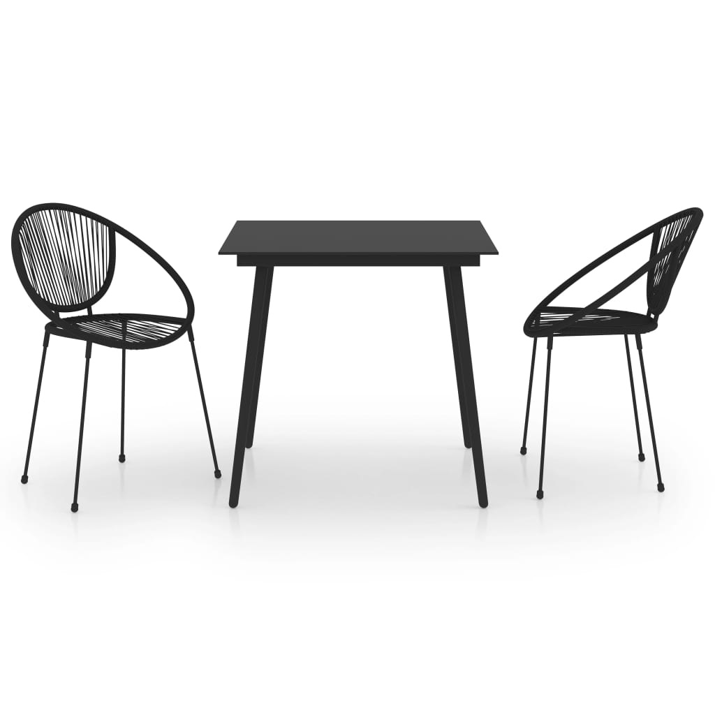 VidaXL 3-delige Tuinset PVC-rattan zwart
