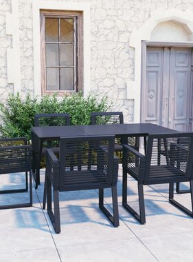 VidaXL 7-delige Tuinset PVC-rattan zwart