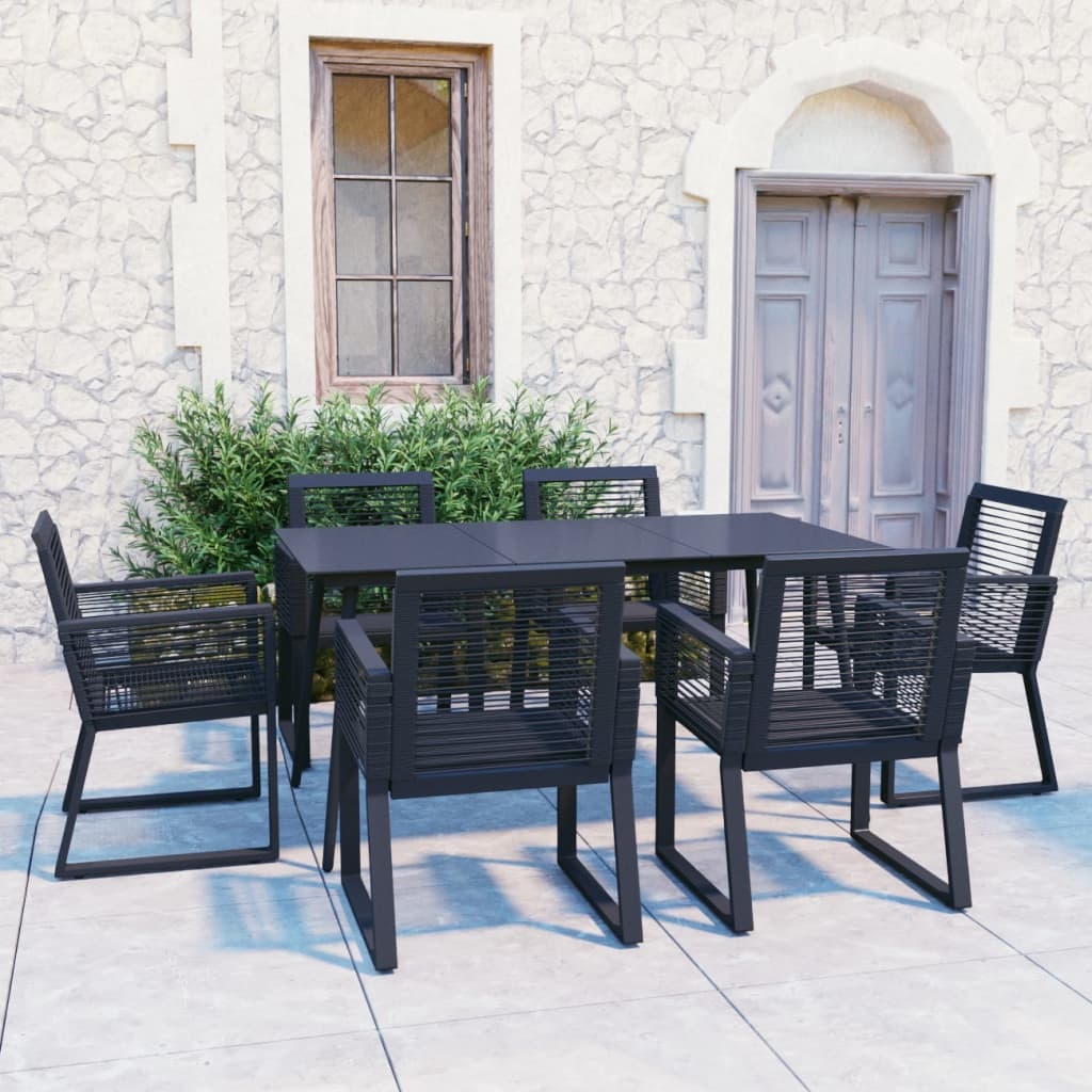 VidaXL 7-delige Tuinset PVC-rattan zwart