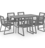 VidaXL 7-delige Tuinset PVC-rattan zwart
