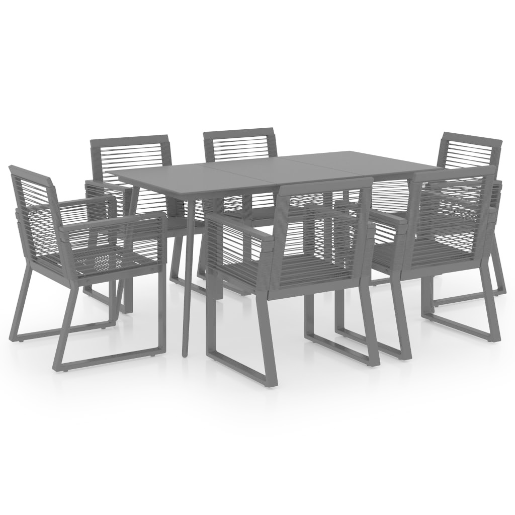 VidaXL 7-delige Tuinset PVC-rattan zwart